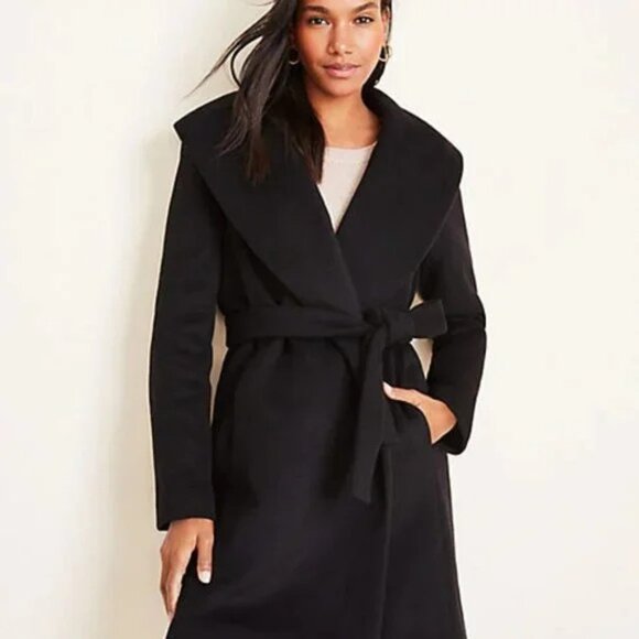 Ann Taylor Wool Blend Shawl Collar Wrap Coat XXS - Picture 1 of 3